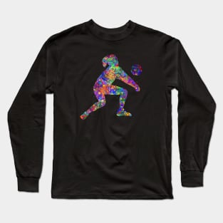 Volleyball player girl watercolor art Long Sleeve T-Shirt